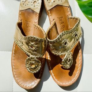 JACK ROGERS | Jacks Flat Sandal 8M Italian Signature Metallic Leather